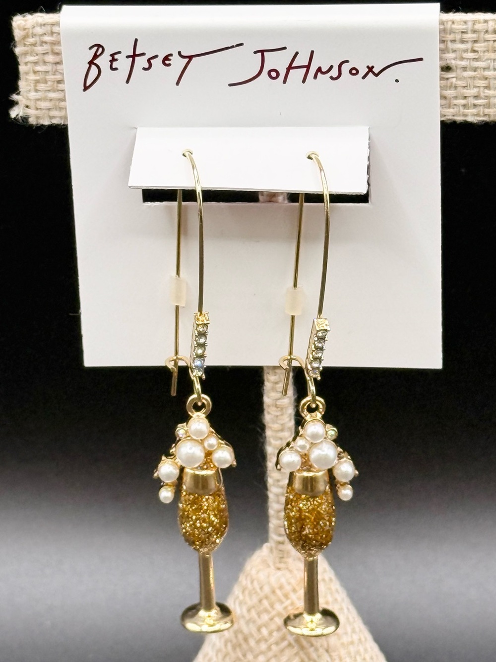 Betsey Johnson Champagne Dangle Gold-Tone Earrings